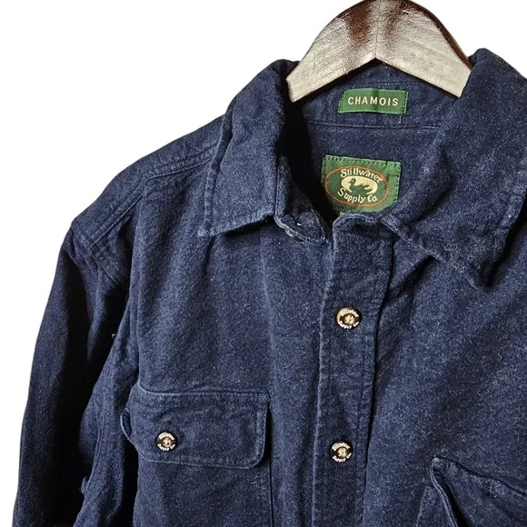 Stillwater Supply Co Men’s Navy Cotton Casual Long Sleeve Button Down Shirt - Picture 3 of 5